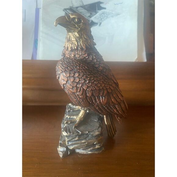 Majestic Eagle Sculpture Wildlife Patriotic Decor 20" Brown Realistic Art - Picture 5 of 5